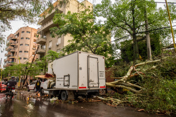 Santiago del Estero, Argentina.- En las fotos tomadas el 29 de noviembre del 2022, muestra los daños ocasionados tras el paso de un temporal en Santiago del Estero. Arboles caídos, cables cortados, voladuras de techos y carteles, daños en escuelas, desplome de antenas, vehículos averiados y familias afectadas dejaron como resultado las torrenciales lluvias con fuertes vientos en la ciudad de Santiago del Estero, informaron fuentes de Defensa Civil.