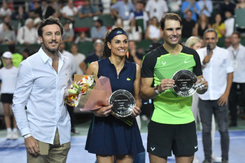 Buenos Aires, Argentina.- In the photos taken on November 23, 2022, the Spanish Rafael Nadal (right), a tennis legend with a collection of 22 Grand Slam titles, animated an exhibition match against the "top ten" Norwegian Casper Ruud in front of 15,000 people at the Arena Parque Roca in the Buenos Aires neighborhood of Villa Soldati. Nadal beat Ruud 7-6 (8) and 6-2.