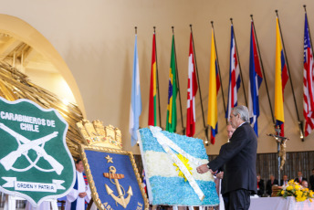 Santiago de Chile, Chile.- En las fotos tomadas el 5 de abril del 2023, el presidente de Argentina, Alberto Fernández (foto), durante su visita oficial a Chile con la participación, junto a su homólogo Gabriel Boric, en la conmemoración por el 205 aniversario de la Batalla de Maipú.