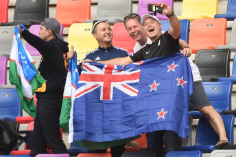 Santiago del Estero, Argentina.- En las fotos tomadas el 23 de mayo del 2023, durante el partido entre Uzbekistán y Nueva Zelanda por la fecha 2 del grupo A del Mundial Sub 20, en el estadio Único Madre de Ciudades. Uzbekistán y Nueva Zelanda empataron 2-2. En la siguiente jornada Uzbekistán se enfrentará de local ante Guatemala y Nueva Zelanda disputará el juego de visitante frente a Argentina.