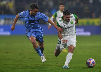 Buenos Aires, Argentina.- In the photos taken on June 13, 2023, during the match between Defensa y Justicia and Belgrano on the 20th date. of the Professional Football League at the Norberto Tomaghello stadium by Florencio Varela. Defensa y Justicia, with goals from Nicolás Fernández (PT 18m) and Juan Miritello (ST 45+3m), defeated Belgrano de Córdoba, 2-0.