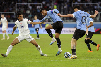 Santiago del Estero, Argentina.- En las fotos tomadas el 4 de junio del 2023, durante el partido entre Uruguay y Estados Unidos por los cuartos de final del Mundial Sub 20. Uruguay le ganó 2-0 a Estados Unidos y se clasificó a las semifinales donde se enfrentará a Israel.