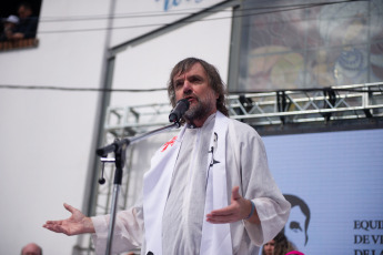 Buenos Aires, Argentina.- In the photos taken on September 5, 2023, the Team of Priests from poor towns and neighborhoods of Buenos Aires and Greater Buenos Aires participate in a mass "in reparation for the outrages" to the figure of Pope Francis spilled during the electoral campaign, in particular by the presidential candidate of La Libertad Avanza (LLA), Javier Milei.