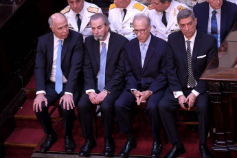 Buenos Aires.- Foto tomada el 10 de diciembre de 2023, los jueces de la Corte Suprema de Justicia, Presidente. Horacio Rosatti. Vicepresidente. Carlos Rosenkrantz. Ministro. Juan Carlos Maqueda. Ministro. Ricardo Lorenzetti.