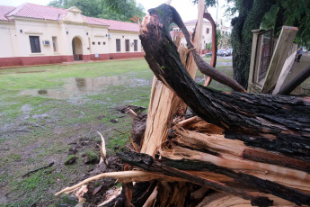 Corrientes, Argentina.- En las fotos tomadas el 29 de diciembre del 2023, un fuerte temporal de viento y lluvia en Corrientes causó daños materiales importantes en varias localidades, con caída de postes de luz, árboles, muros, voladura de techos y cortes en el servicio de energía eléctrica, informó la Dirección de Defensa Civil de la provincia. El Servicio Meteorológico Nacional (SMN) activó varias alertas meteorológicas en Entre Ríos, Santa Fe, Córdoba, Corrientes, Misiones, Chaco, Formosa, Salta, Jujuy, Tucumán, Santiago del Estero, Catamarca y La Rioja por lluvias intensas, con cierta probabilidad de que caiga granizo.