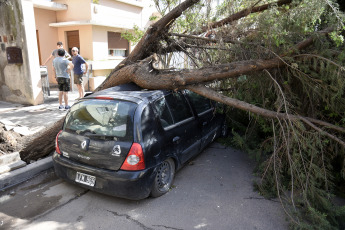 Bahía Blanca: En la foto tomada el 17 de diciembre de 2023, los destrozos que provocó el temporal. La fuerte tormenta, con lluvia y vientos que alcanzaron más de 140km/h, dejó como saldo hasta el momento 13 victimas fatales y al menos 14 personas heridas de gravedad. Varios techos se volaron y hubo caída de árboles.