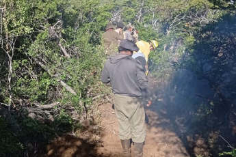 Chubut, Argentina.- En las fotos tomadas el 18 de enero del 2024, brigadistas del Servicio de Prevención y Lucha contra Incendios Forestales (SPLIF) de El Bolsón, combaten un incendio forestal en la naciente del Río Chubut. El jefe de operaciones de SPLIF El Bolsón, detalló que el incendio se desató por causas desconocidas, pero se sospecha tuvo origen humano, ya que no se registraron tormentas en la zona.