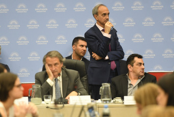 Buenos Aires.- En la foto tomada el 11 de enero de 2024, en el comienzo de la última jornada de debate de la Ley Ómnibus con la presencia de funcionarios del Ejecutivo, la discusión durante la mañana estuvo concentrada en Educación, Cultura y Niñez y Familia.