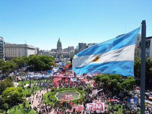 Buenos Aires, Argentina.- En la foto tomada el 24 de enero de 2024, vista de las distintas calles de Buenos Aires durante el paro general contra el DNU y la ley de bases del presidente Javier Milei.