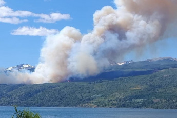 Chubut, Argentina.- En las fotos tomadas el 26 de enero del 2024, cuerpos de bomberos intentan controlar el incendio forestal en el Parque Nacional Los Alerces en Chubut. El incendio comenzó el jueves y la propagación del fuego hizo que se unieran dos focos ígneos cercanos, afectando aproximadamente 2,5 hectáreas de monte nativo, precisó la Subsecretaría de Ambiente en un comunicado.