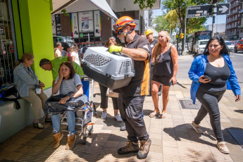 Mar del Plata, Argentina.- En las fotos tomadas el 22 de enero del 2024, tres dotaciones de bomberos controlaron un incendio que se inició en la cochera de un edificio de ocho pisos en la ciudad de Mar del Plata, que debió ser evacuado sin que se registraran heridos, informaron fuentes policiales y comunales. De acuerdo a las primeras informaciones, el incendio de desató en un auto que estaba en el interior de la cochera.