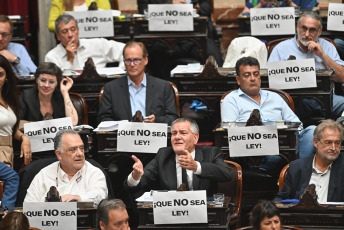 Buenos Aires, Argentina.- En las fotos tomadas el 2 de febrero del 2024, la Cámara de Diputados continuaba por tercer día consecutivo con el tratamiento del proyecto de ley "Bases". Con 144 votos a favor y 109 en contra, la polémica Ley Ómnibus, un amplio paquete de reformas que perdió más de la mitad de sus artículos, recibió una aprobación “en general” en la Cámara de Diputados, que volverá a sesionar el martes.