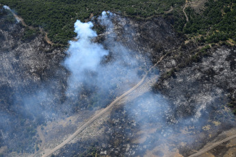 Chubut, Argentina.- En las fotos tomadas el 8 de febrero del 2024, muestra los incendios forestales que afecta el Parque Nacional Los Alerces en Chubut. El incendio, afectó aproximadamente unas 6.715 hectáreas y, pese a que en la zona rigen alertas por vientos fuertes, las autoridades a cargo del operativo esperan poder avanzar en el combate del fuego por la lluvia y el descenso de temperatura.