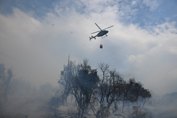 Patagonia, Argentina.- En las fotos tomadas el 7 de febrero del 2024, cuerpos de bomberos intentan sofocar las llamas del incendio forestal que afecta el Parque Nacional Los Alerces -declarado Patrimonio Mundial de la Unesco por su biodiversidad-, donde desde el 25 de enero arden miles de hectáreas de floresta nativa, en un incendio aún no controlado que el gobierno provincial presume comenzó de forma intencional.