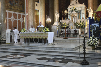 Buenos Aires, Argentina.- In the photos taken on February 9, 2024, during the mass celebrated in the Basilica of La Piedad, by Monsignor Rubén Frassia and the parish priest Raúl Laurenzena. The canonization of Mama Antula will take place on Sunday by Pope Francis in St. Peter's Basilica, making her the first saint in Argentina.