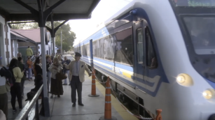 Estación de trenes de Neuquén durante intervención teatral en mayo de 2018