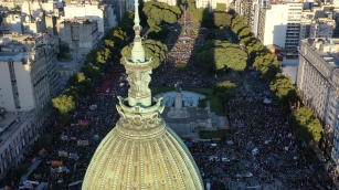 Imágenes aéreas de la marcha del 8M en Buenos Aires en 2022